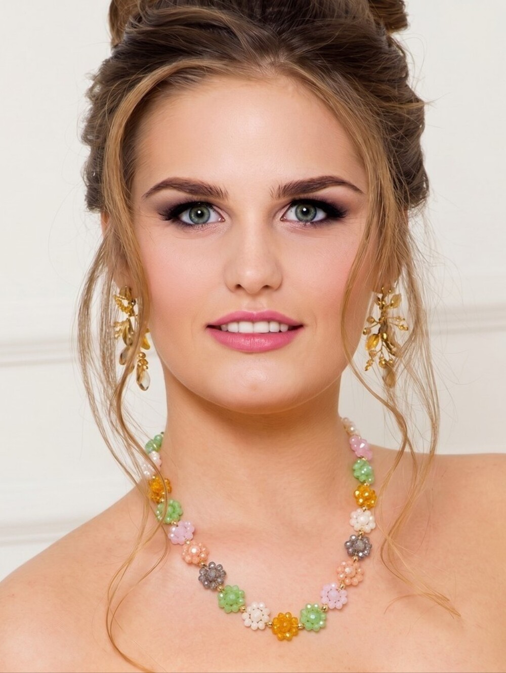 💕▪️Persimmon▪️ Multicolor Floral Beaded 16in Necklace